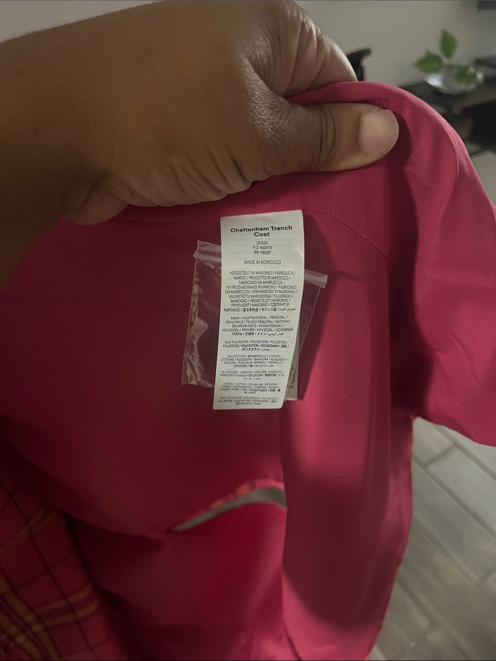 Boden Cheltenham Trench Coat Pink Neon Plaid Check US 2 – $498 Retail - Picture 5 of 9
